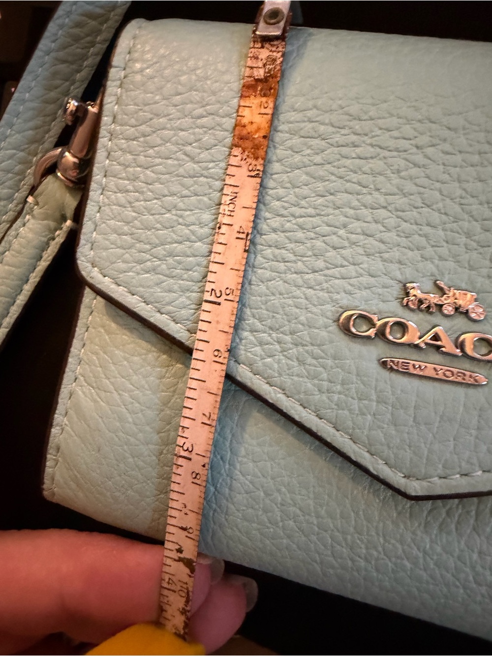Coach Pebbled Leather Crossbody in Aqua Blue EUC - Picture 6 of 8